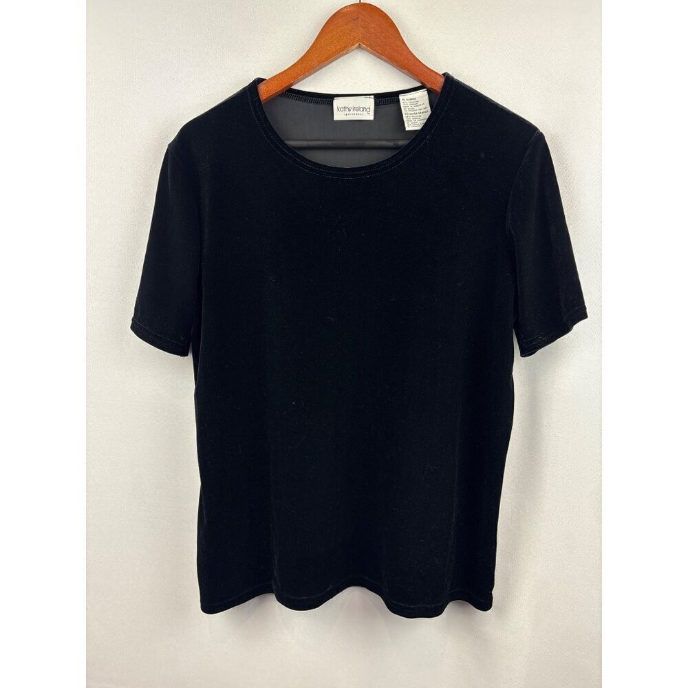 Women’s Kathy Ireland XL Black Velvet Short Sleeve Shirt